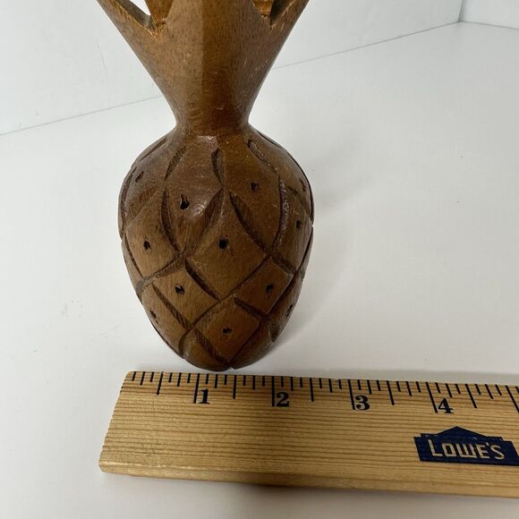 MCM 2 Hand Carved Pineapple Toothpick Holders Appetizer Cheese Kitchen 6" 8" Vtg - Picture 12 of 16